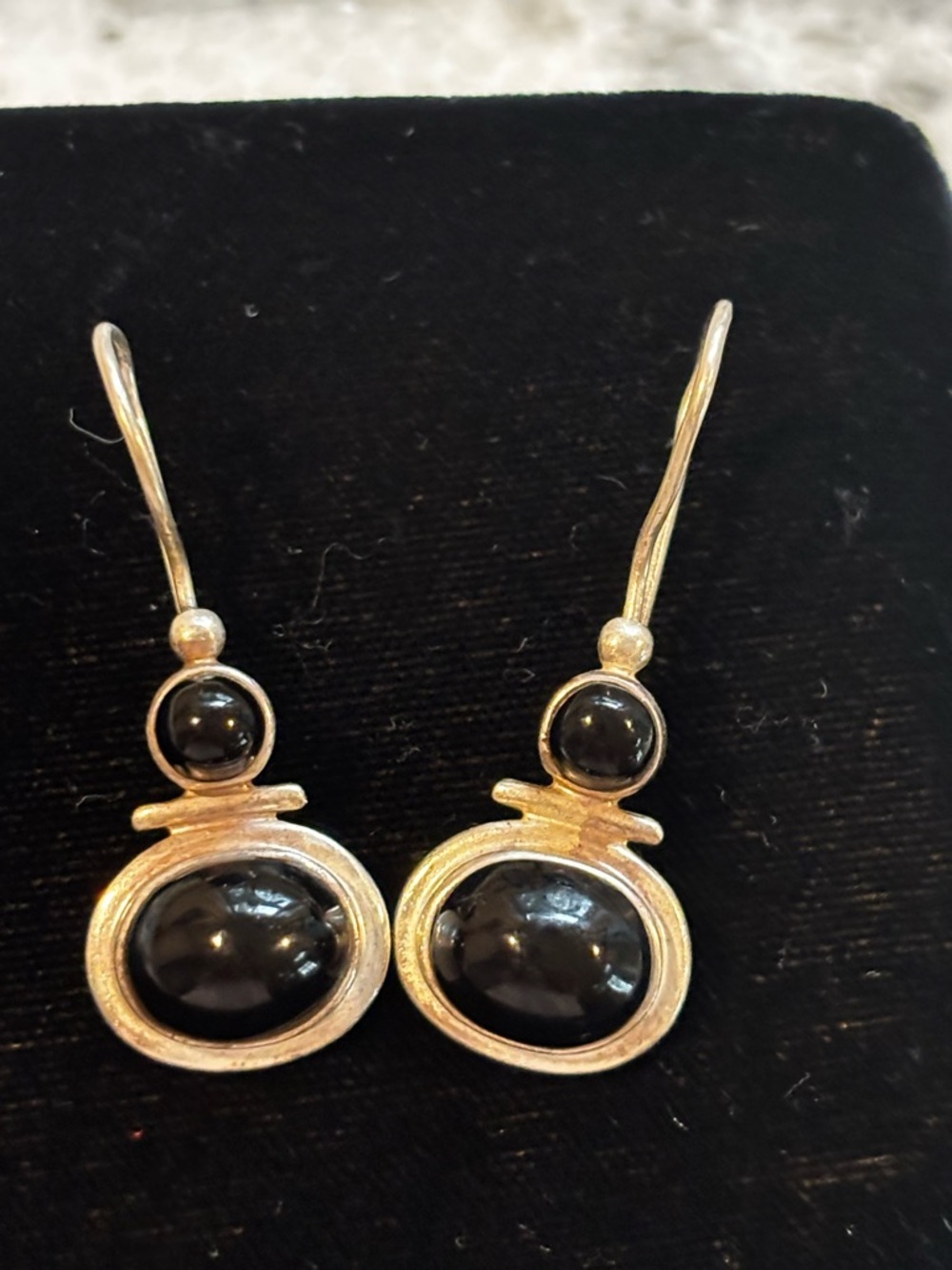 Silpada Sterling Silver Drop Earrings with Black Onyx Accents